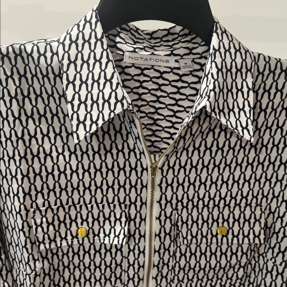 Notations Monochrome Zip-Front Blouse